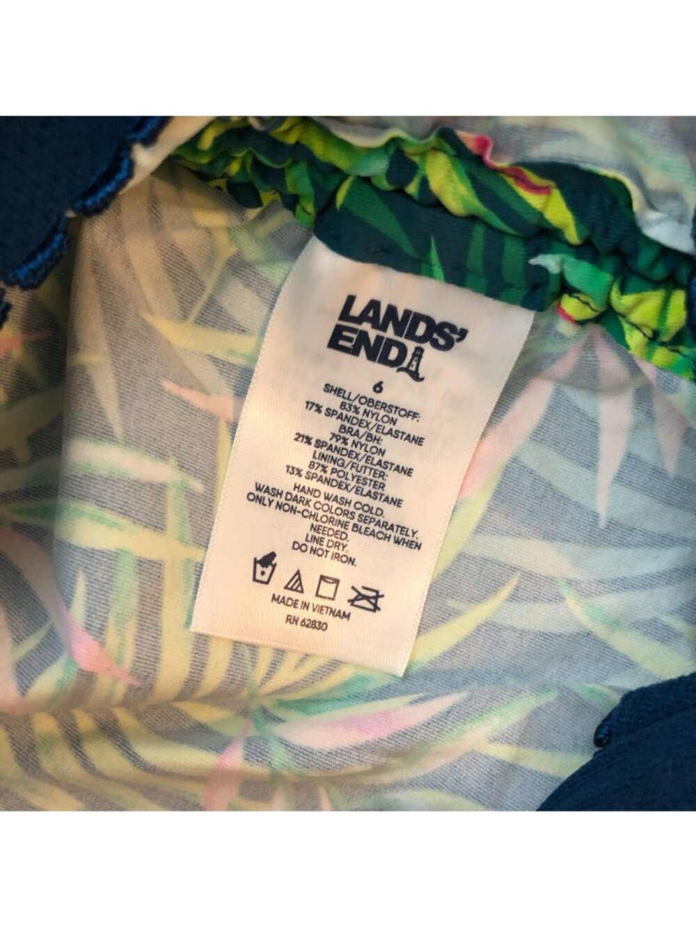 Lands End Chlorine Resistant Adjustable Underwire Tankini Swimsuit Top Green 6 - Picture 4 of 4